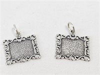 (2) NEW! 925 Sterling Silver Picture Frame Charms