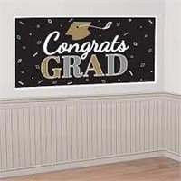 Black and Gold Congrats Graduation Banner