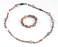 Tibetan Dzi bead bracelet and necklace