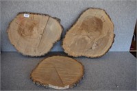 3 Large Slabs of Wood/Log with Bark