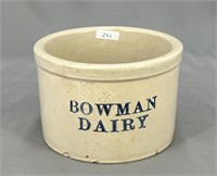 RW 3 lb butter crock w/ "Bowman Dairy" adv.