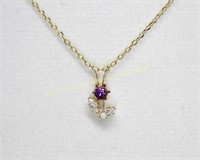 10K Yellow gold amethyst (0.15 cts) & cubic