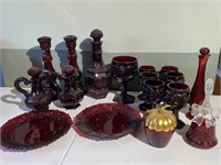 Ruby Red Goblets, Cruets, Candle Sticks etc