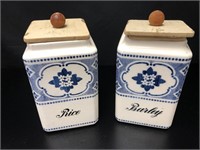Art Deco German Nedkar Blue and White Canisters