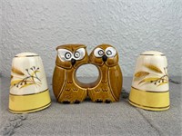 Owl Made in Japan and Wheat Salt & Pepper Shakers