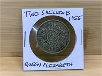 Two Shillings 1955 Queen Elizabeth