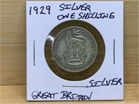 Silver 1929 One Shilling Great Britain