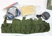 Military Gas Mask Bag, Ammo Belt & WWII Books