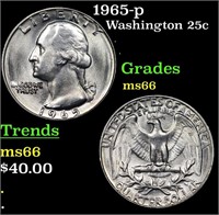 1965-p Washington Quarter 25c Grades GEM+ Unc