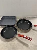 (2) Sautee Pans and (1) Griddle Pan