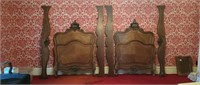 2 Antique French Louis XV Walnut Single Beds