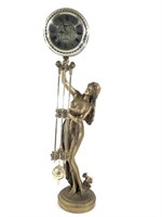 Standing Female Nude Clock, Metal & Plastic 25" H