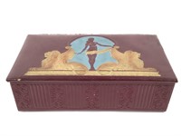 Deco Embossed Covered Box, Female Nude w Lions