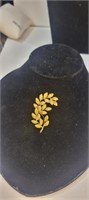 VTG Napier Brooch Pin Gold Tone Leaf Branch