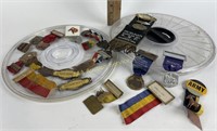 Locking plastic case of assorted medals-war &