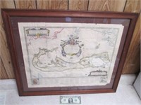 Neat Antique/Vtg Framed Bermuda Map - 27x23
