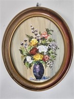 Oval Wood Framed Floral Oil Painting B