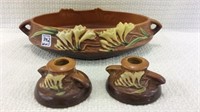 Roseville Console Bowl w/ Matching Pair of