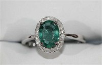 14ct white gold emerald & diamond dress ring