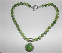 Green copper turquoise beaded necklace