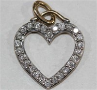 9ct diamond set heart pendant set with