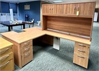 Desk, Column Cutout, Hutch