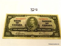 1937 Candian Ten Dollar Bill