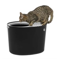 IRIS Top Entry Cat Litter Box  Black/Light Gray