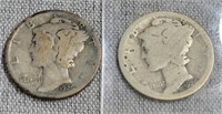 2- 1926 Mercury silver dimes