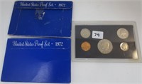 3 - 1972 US Proof sets, one without blue holder