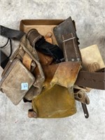 2 Tool belts, antique coal shovel