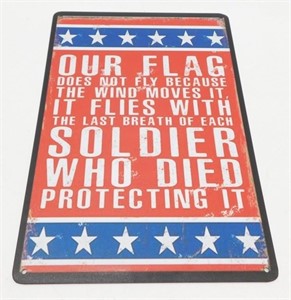 12"x8" Sign of Our Flag & a Soldier - New