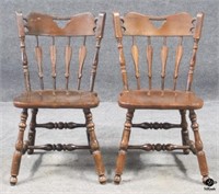 2 Rockingham Spindle Back Wood Chairs