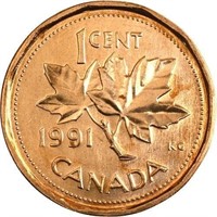 Canada 1 cent, 1991