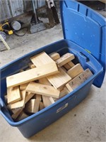 Large tote w/ 1" and 2x4 short pieces of lumber