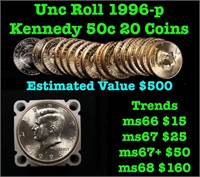 BU Kennedy 50c $10 Roll, 1996-p, 20 pcs