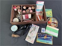 Sewing Notions In Wood Organizing Box