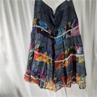 Vintage L Pretty Bleu Tierred Denim Western Skirt