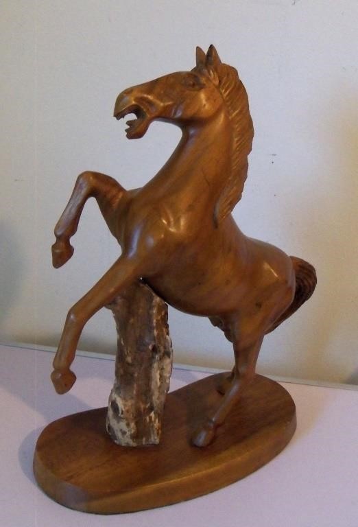 Vintage Carved Wood Horse Rearing Stallion 15