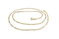 9ct Yellow gold flat figaro chain necklace