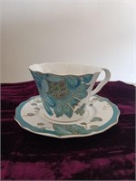 222 Fifth Eliza Teal Tea Cup and Saucer Set