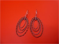 Sterling 4 Ring Hoop 2" Earrings