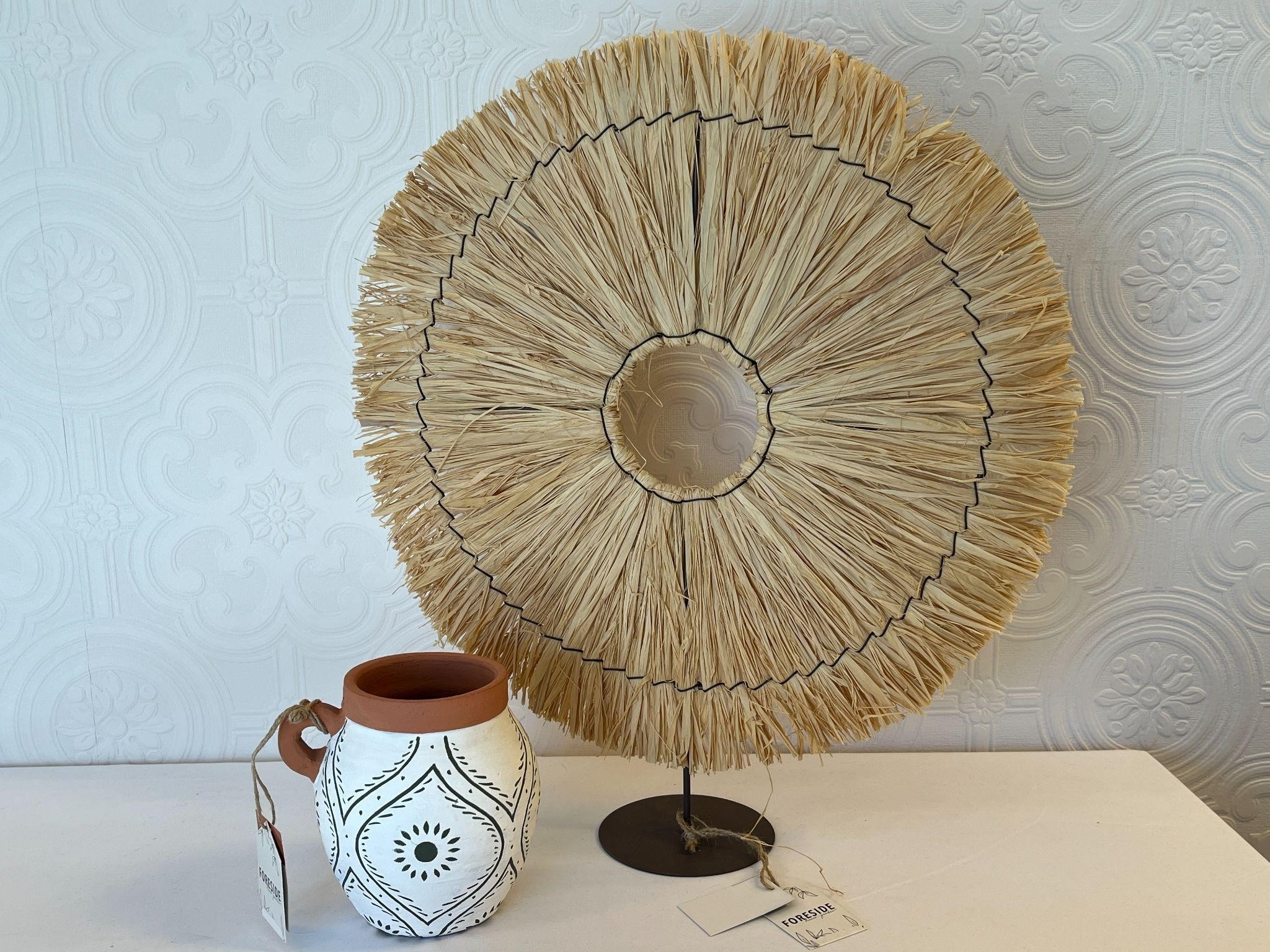 New Set of Raffia Sculpture & Vase