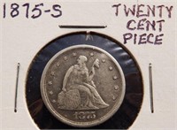 1875-S Seated Silver 20-Cent Piece Coin