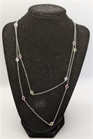 Sterling Silver Multi Colour Gemstone Necklace