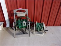2 water hose reels with hoses