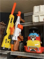 children’s Nerf guns and car