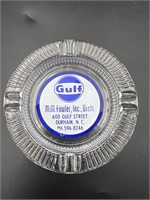 Gulf oil advertising ashtray MM Fowler Durham NC