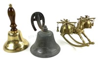 (3) Metal Bells, Rocking Horse W/ Bells