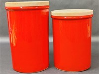 Chantal Red Ceramic Containers Wood Lid